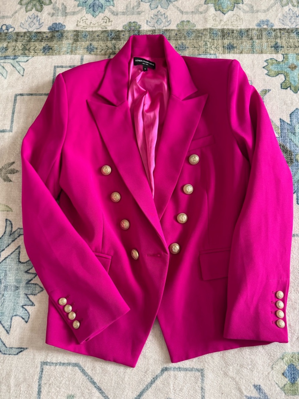 Generation Love Jacket Double-Breasted Hot Pink Blazer Size M